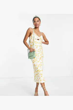 Forever New Cut-out midi dress in ivory buttercup floral