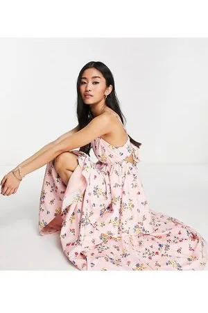 Collective The Label Bow back tiered midi dress in ditsy floral