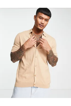 ASOS Midweight knitted button through polo in light