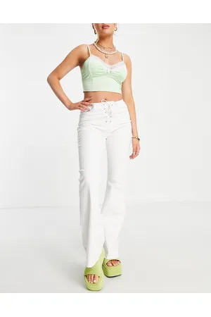 Stradivarius Lace up flare jean in