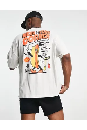 ASOS Oversized t-shirt in off with hot dog back & chest print