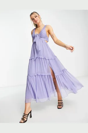ASOS Tiered midi dress in blue