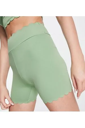 South Beach Polyester legging shorts with scallop edge in olive