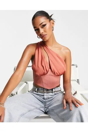 ASOS Going Out one shoulder cupped corset in dusty rose