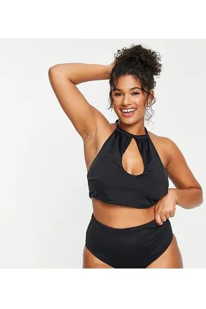 ASOS Curve mix and match keyhole halter bikini top in
