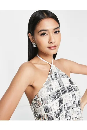 ASOS Embellished sequin and pearl halter top co-ord in
