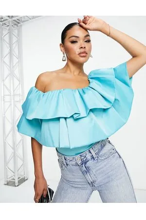 ASOS Going Out ultimate off shoulder double ruffle body in