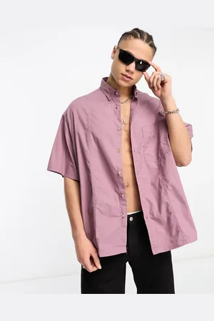 ASOS Boxy oversized washed poplin shirt in grape