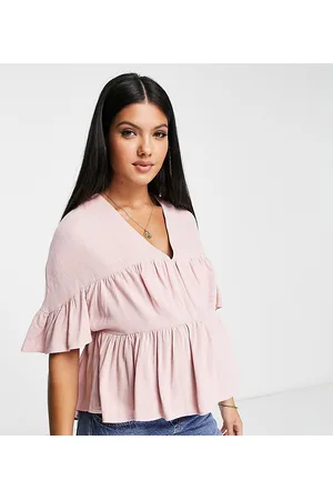 ASOS ASOS DESIGN Maternity tiered smock top with frill sleeve in dusky
