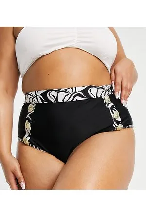 River Island Button trim bikini bottom in zebra top in