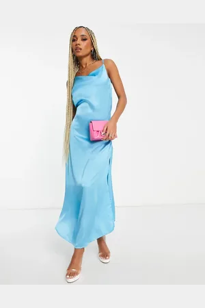 Ax Paris Satin slip dress in cyan