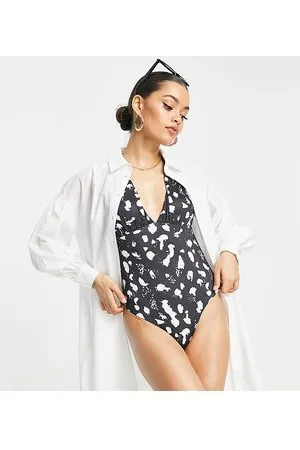 ASOS DESIGN Petite swimsuit in leopard print