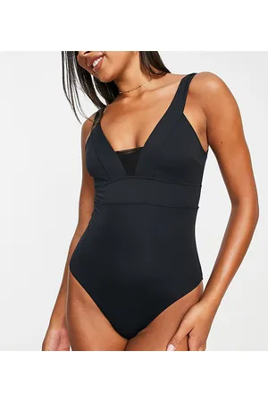 Accessorize Plunge front with mesh insert swimsuit in