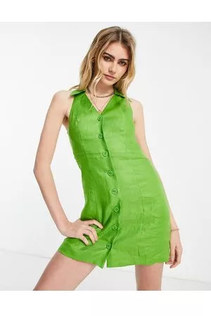& OTHER STORIES Mini halterneck dress in linen