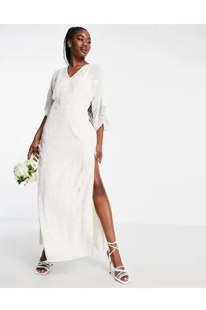 HOPE & IVY Bridal all over embroidered maxi dress in ivory
