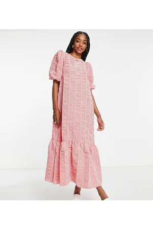 ASOS ASOS DESIGN Tall volume maxi smock dress in mixed gingham