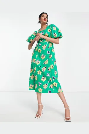 VERO MODA Midi dress in oversized floral