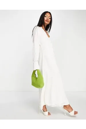 Pretty Lavish Button shirt midaxi dress in oyster