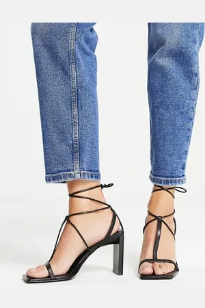MANGO Strappy tie up heeled sandal in