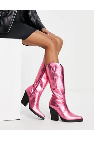 ASOS Camouflage premium leather western knee boots in
