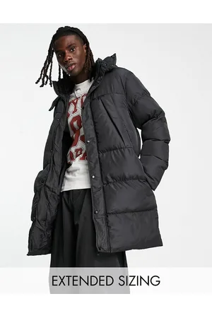 ASOS Muži Péřové bundy - Longline puffer coat with detachable hood in