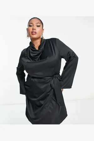 River Island High neck satin dress in