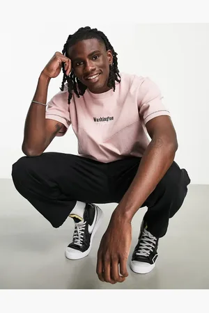 Topman Oversized washed t-shirt with rib panel in pink