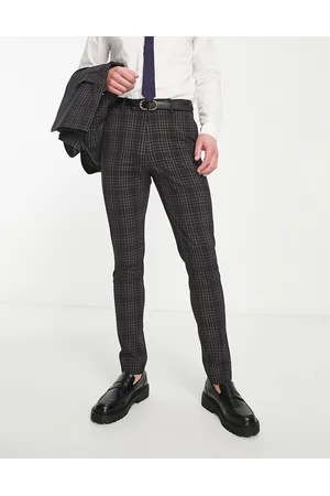 ASOS Super skinny wedding suit trousers in micro check