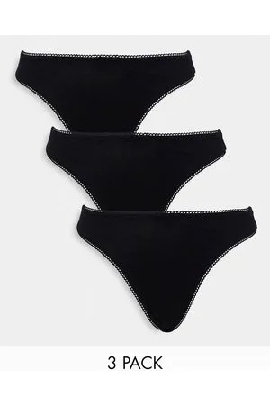 ASOS 3 pack cotton high leg thong with dipped front in