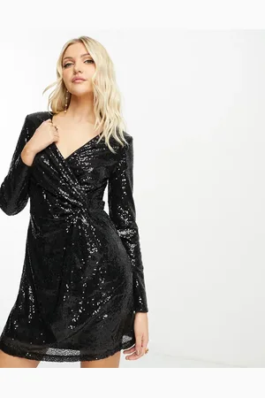 EDITED the label Wrap front mini dress in sequin