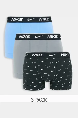 Nike 3 pack cotton stretch trunks in blue/grey/black