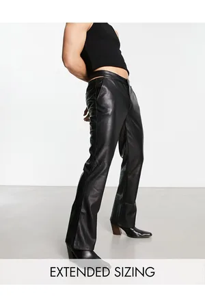 ASOS Muži Chino - Bootcut trousers in leather look with cut out sides in black - BLACK