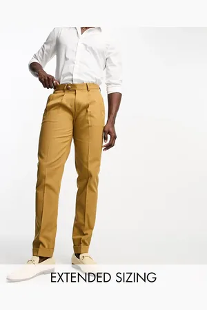 Noak Slim premium cotton twill chino trousers in tobacco