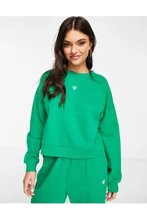Miss Selfridge Co-ord sweatshirt in with heart embroidery