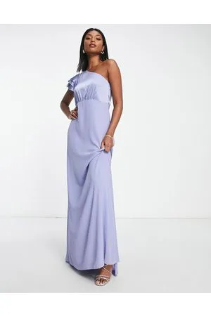 TFNC TNFC Bridesmaid one shoulder maxi dress in powder