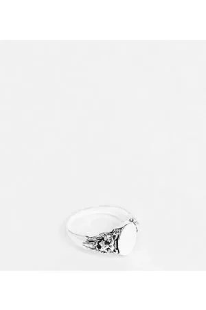 ASOS Sterling signet ring with lion design in burnished