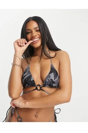 Candypants Triangle wrap around bikini top in abstract print
