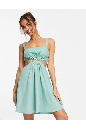 Urban Threads Cut out beach dress in sage