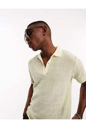 ASOS Knitted textured polo shirt in sage