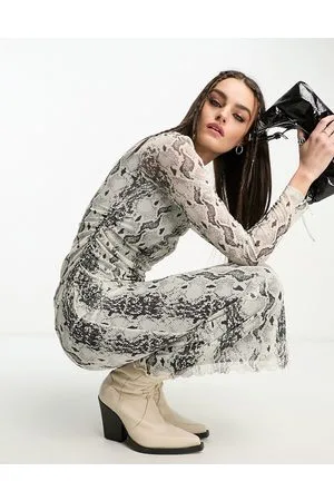 & OTHER STORIES Mesh midi dress in snake print