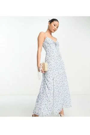 Forever New Strappy maxi dress with split in ivory floral