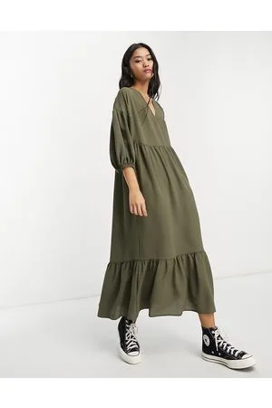 ASOS Chuck on smock midi dress in khaki