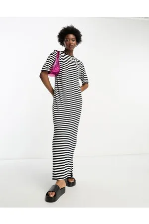 Noisy May Maxi t-shirt dress in & white stripe