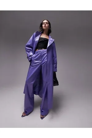 Topshop Tailored co-ord straight coated trouser in liquid lilac