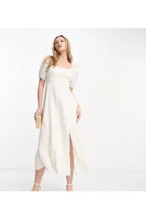 & OTHER STORIES Exclusive linen midi dress with split in off