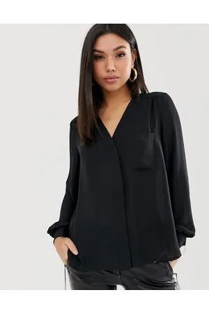 ASOS Long sleeve blouse with pocket detail in