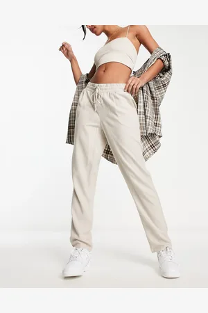 VERO MODA Linen blend tapered trousers in stone
