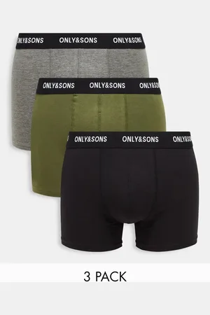 Only & Sons 3 pack trunks in multi with black waistband