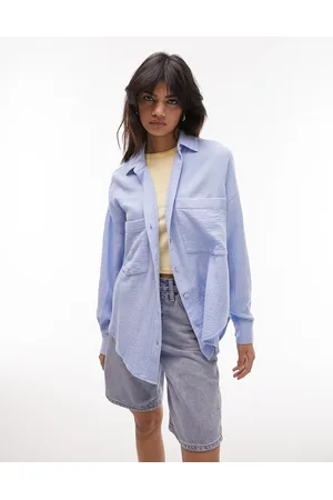 Topshop Cotton casual shirt in pale blue