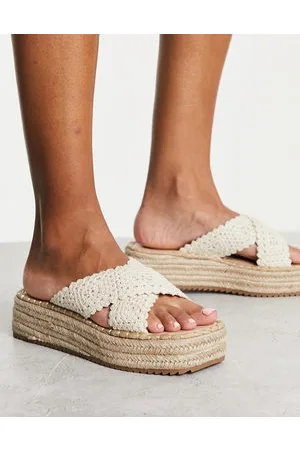 ASOS Jazlyn flatform crochet mules in natural